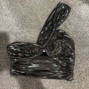 Zara Metallic One-Shoulder Top